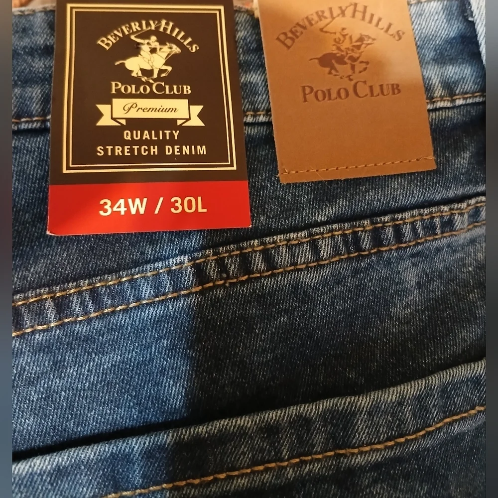 Beverly Hills Polo Club Acid Wash Blue Men's Jeans 34x30 - Picture 5 of 7